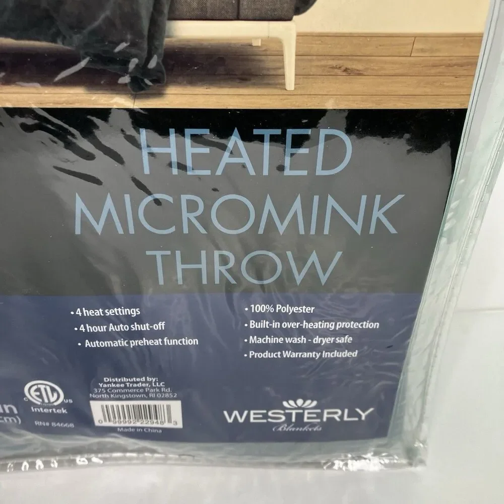 Westerly Micromink Throw Electric Blanket Controller 4 Heat Settings 50”x60”